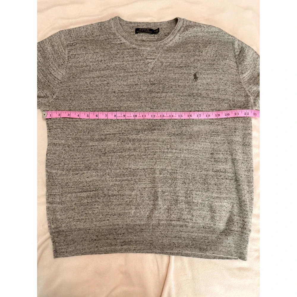 Polo Ralph Lauren Mens Grey Heather Cotton Crewneck Pony Logo Sweater Medium